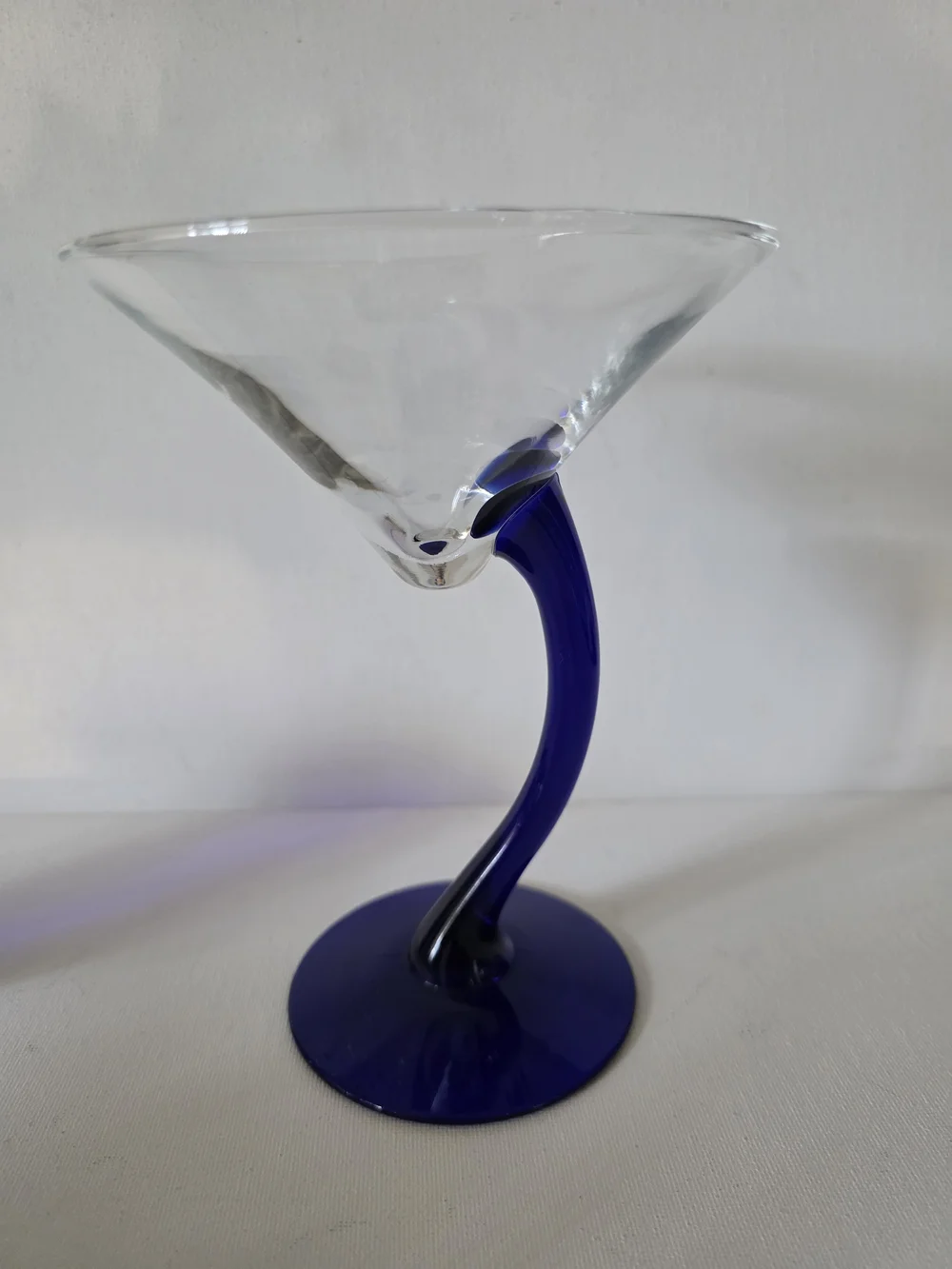 Vintage Libbey Bruvura Set of Two Cobalt Blue Stem Martini Glasses
